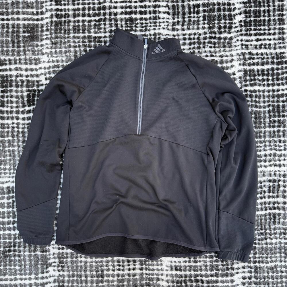 Adidas Black Long Sleeve Quarter Zip Pullover Jacket Size L